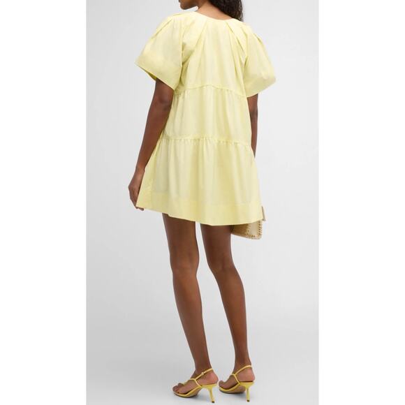 A.L.C. Camila Short-Oversized Sleeve Tiered Mini Dress Canary Sz 0 - Picture 6 of 13